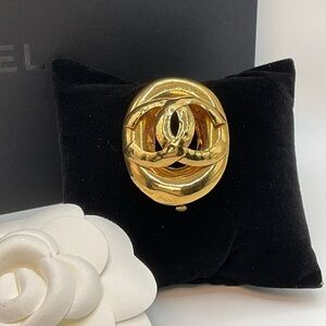 Chanel Gold Tone CC Logo Brooch